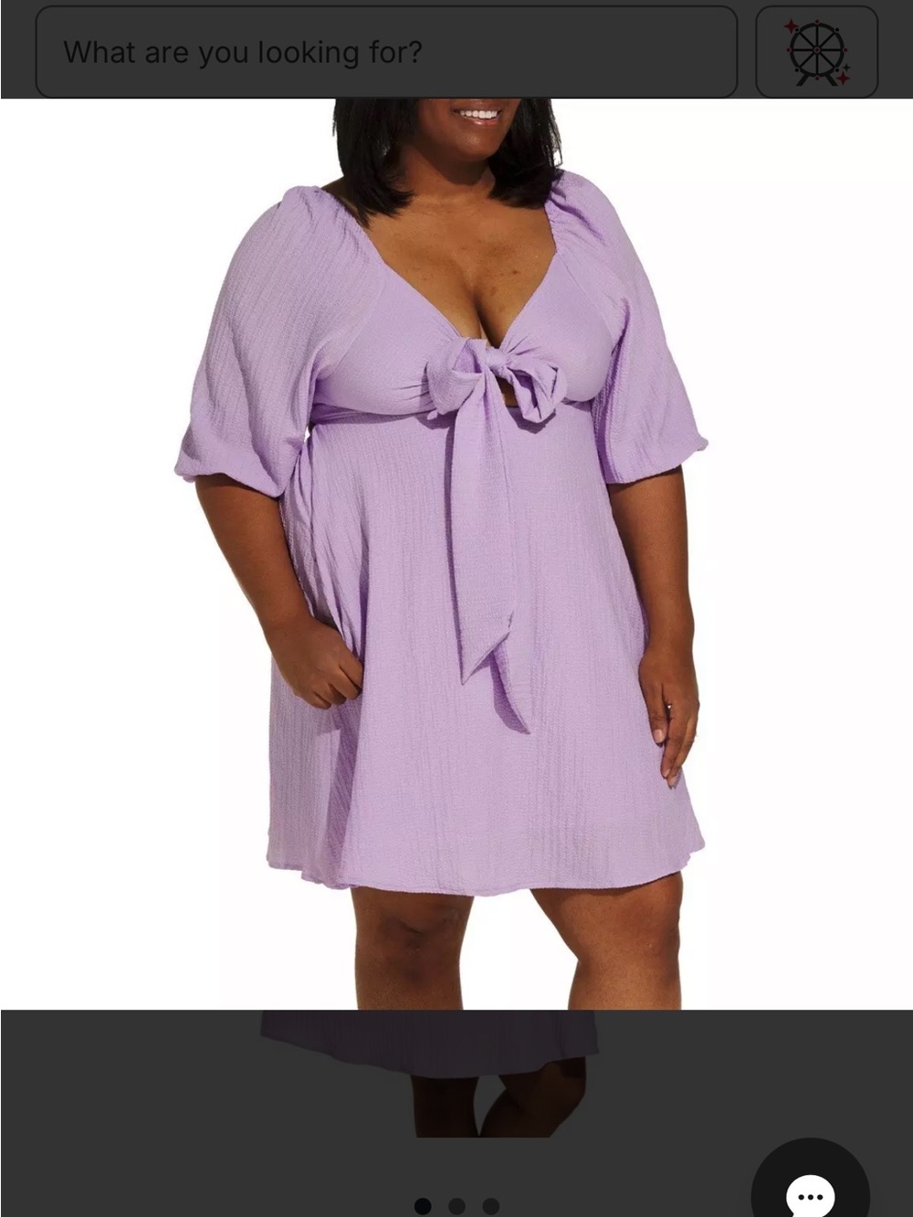 Lavender Tie-Front Mini Dress plus size 1x - Picture 2 of 4